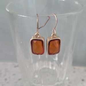 Elegant Gold and Orange Drop Earrings